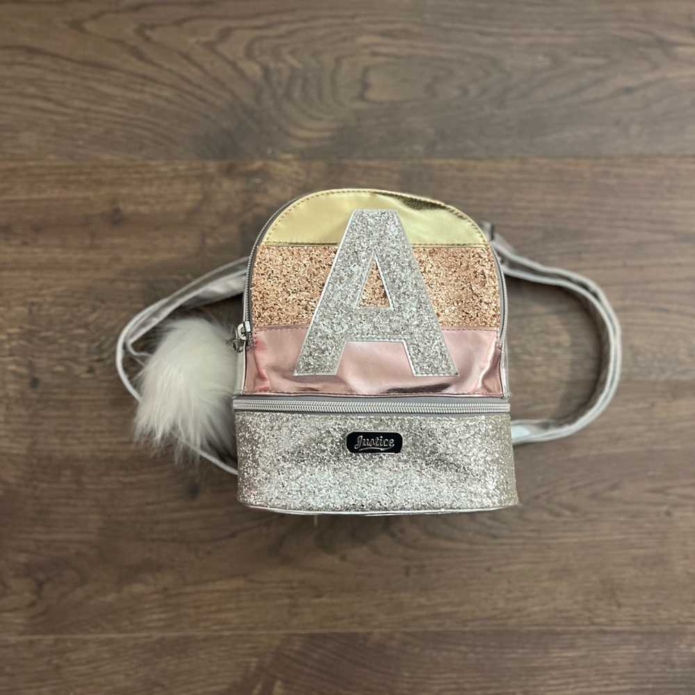 Justice Glitter Initial A Mini Backpack